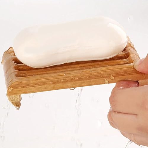 Alipis 2pcs Bamboo Wood Soap Dish Sturdy Holder