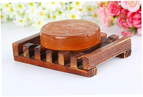 PRETYZOOM Bamboo Soap Dish Wooden Holder for Kitchen and Bathroom