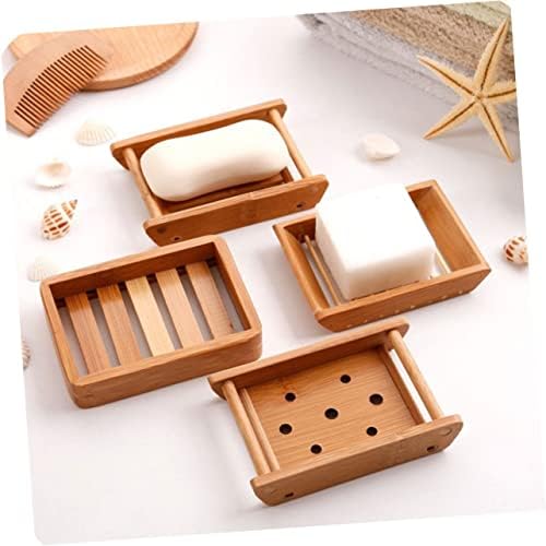 WOONEKY Wooden Soap Dish with Drain Holes