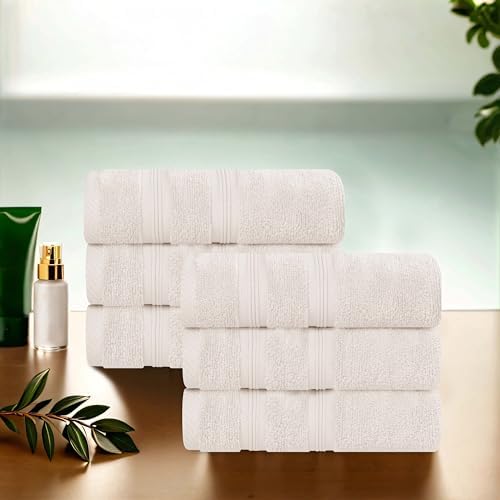 SUPERIOR Cotton Hand Towel Set of 6 Ivory