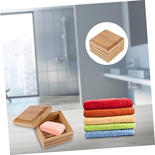 Mobestech Wooden Soap Dish with Lid for Bathroom