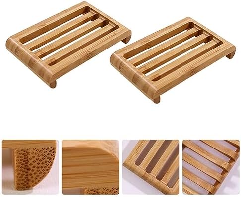Alipis 2pcs Bamboo Wood Soap Dish Sturdy Holder