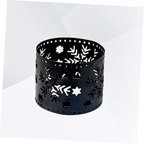 Cabilock Iron Hollow Christmas Candle Holder Snowflake Design Black