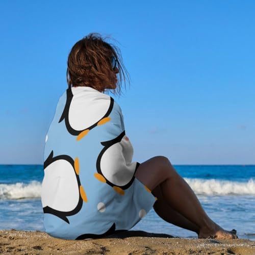 ERHN Blue Dot Cute Penguin Beach Towel 130x80cm