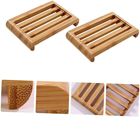 LIFKOME Bamboo Soap Dish Sturdy Draining Holder