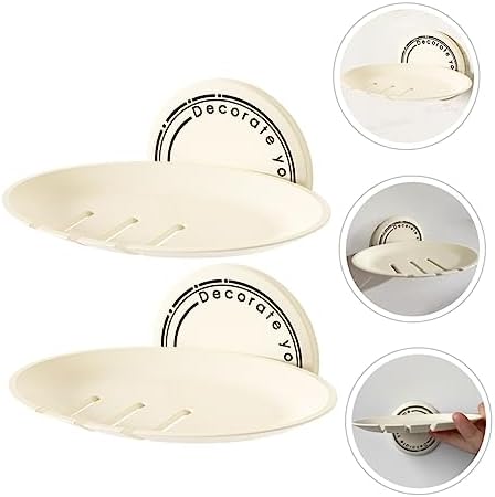 Amosfun 2pcs Self Draining Soap Dish Wall Mounted