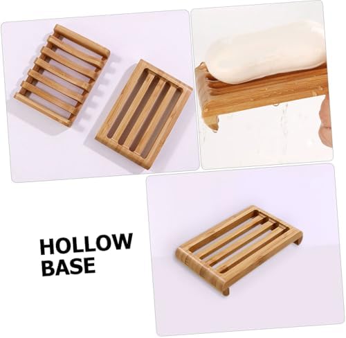 BUGUUYO 2pcs Bamboo Soap Dish Draining Holder