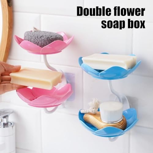 Qinlenyan Bathroom Soap Holder with Suction Cup and Drainage