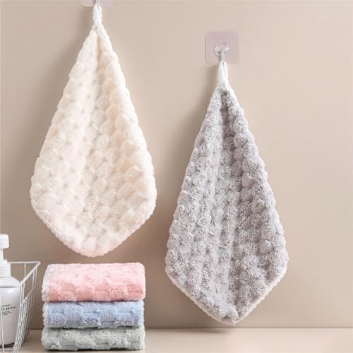 GIBZ 5 Pack Absorbent Washcloths Soft Towels Set with Hanging Loops
