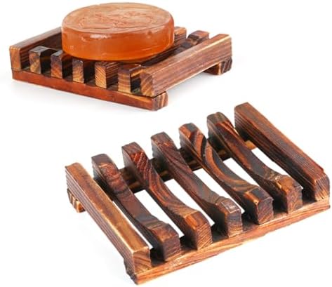4PC Carbonized Wood Soap Holder for Kitchen Bathroom Countertops