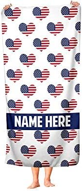 Personalized Corner Extra Large American Heart Pattern Towel