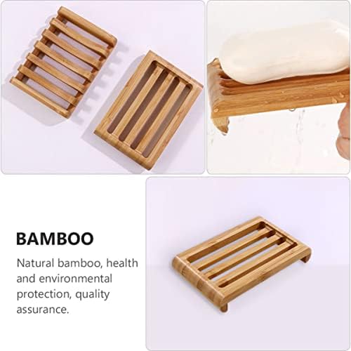 Healifty Bamboo Soap Dish Set 2pcs