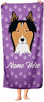 Personalized Border Collie Face Beach Towel