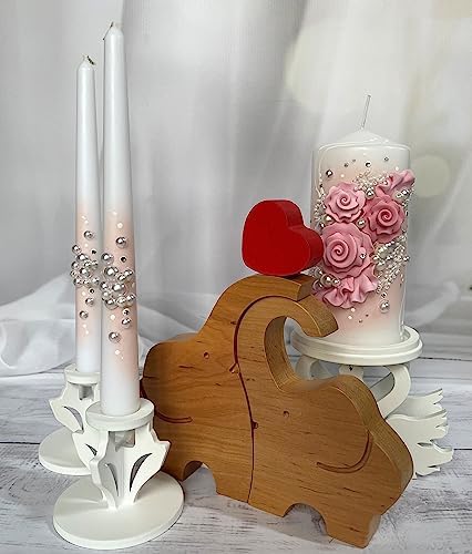 Magik Life Unity Candle Set - White Wedding Unity Candles