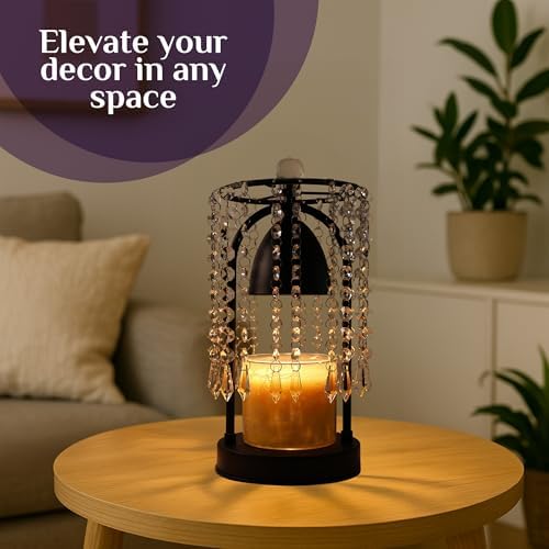 Elegant Candle Warmer Lamp with Timer and Crystals