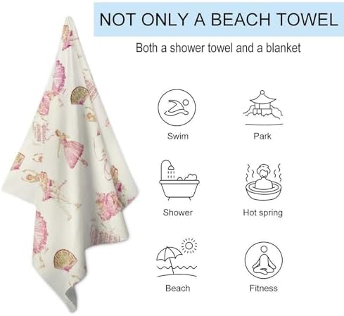 ERHN Retro Dancing Girl Beach Towel 130x80cm 1