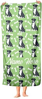 Personalized Boxer Face Beach and Bath Towels - LargeMedium