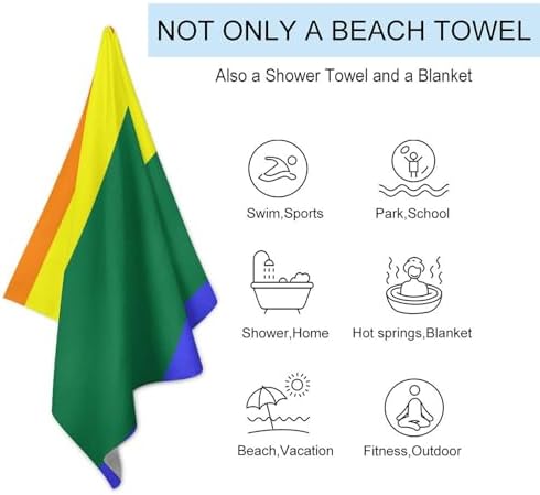 Quick Dry Oversize Bath Towel Rainbow LGBTQ Pride Flag Design