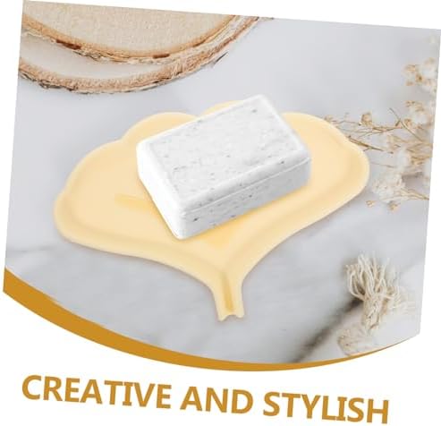 Cabilock Self Draining Silicone Soap Dish with Ginkgo Leaf Design