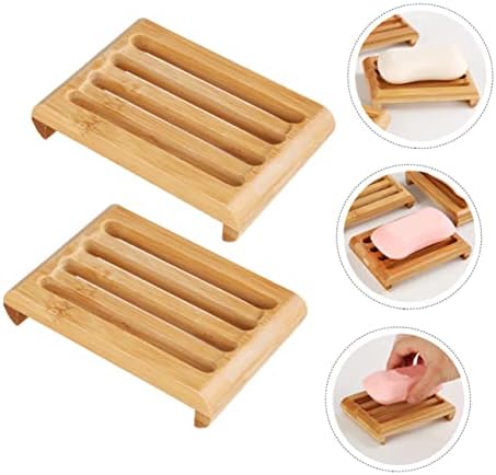 Cedar Soap Dishes Self-Draining Bamboo Holder for Kitchen Bathroom