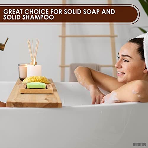 2Pcs Bamboo Soap Dish - Durable Eco-Friendly Holder for Bathroom Shower Kitchen