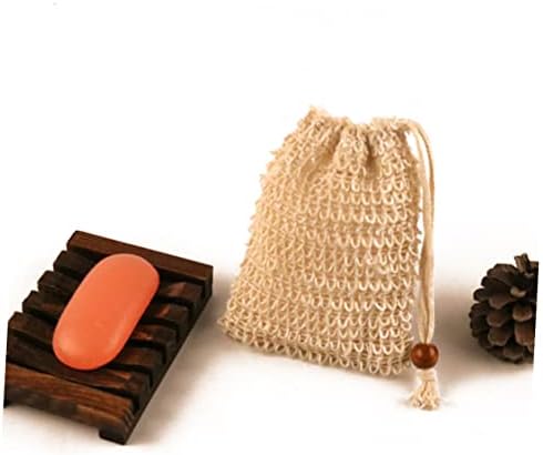Anneome Linen Soap Bag with Wooden Net for Exfoliating and Storage
