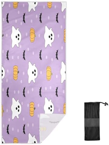 YETTASBIN Halloween Ghost Beach Towel with Travel Bag 1