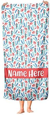 Extra Large Personalized Ocean Seahorse Towel for Kids