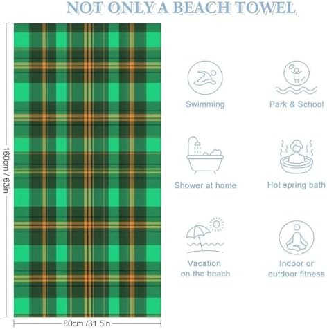 4SEE Extra Large Scottish Plaid Bath Towel for Beach