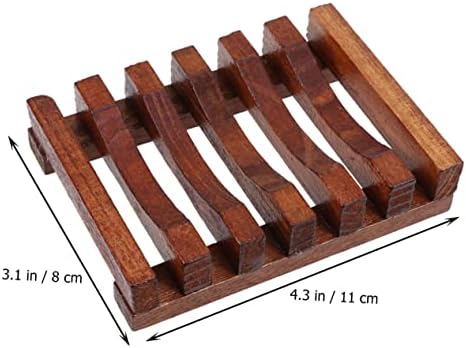DRESSOOS 2pcs Wave Shaped Wooden Soap Dish for Bathroom and Kitchen Use