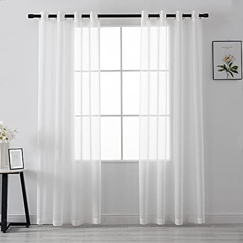 HUTO 95 Sheer Curtains - White Grommet Drapes Set of 2