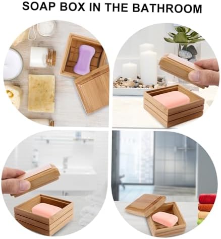 Beatifufu Bamboo Lid Soap Dish with Drainage