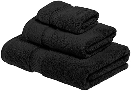 Superior Egyptian Cotton Pile 3 Piece Towel Set - Black