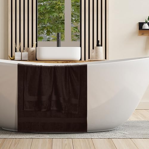 BOUTIQUO 2 Pack Oversized Cotton Bath Towels - Chocolate Brown 1
