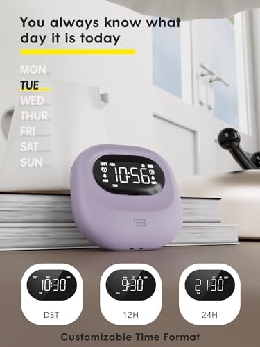 ROCAM Vibrating Alarm Clock with 3 Modes and Week Display
