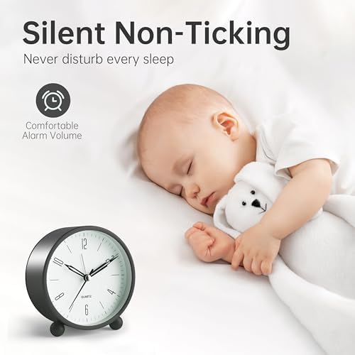 JALL Analog Alarm Clock with Night Light and Silent Hand 1