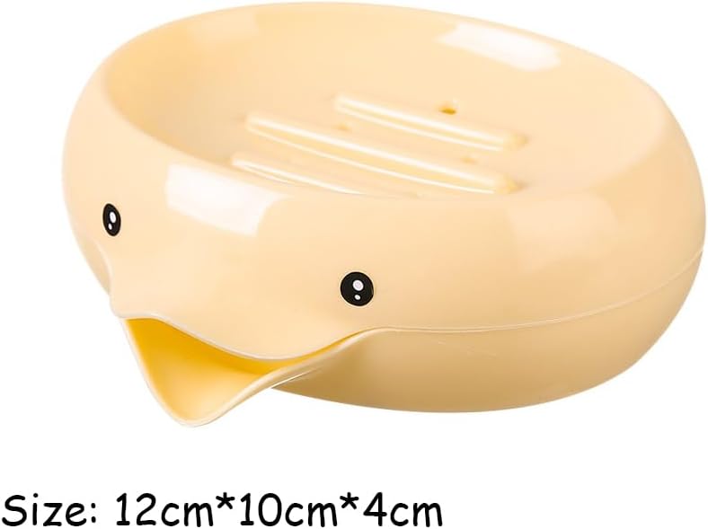 Cute Duck Soap Dish Self Draining Holder for Bathroom and Kitchen