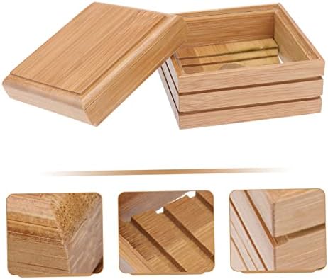 SHOWERORO Bamboo Soap Rack with Lid Holder