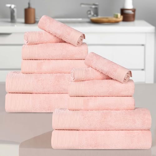 Superior Rayon from Bamboo Blend 12-Piece Pink Towel Set