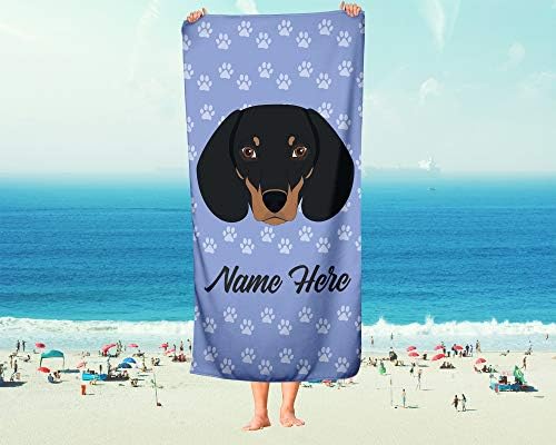 Personalized Dachshund Face Beach and Bath Towels