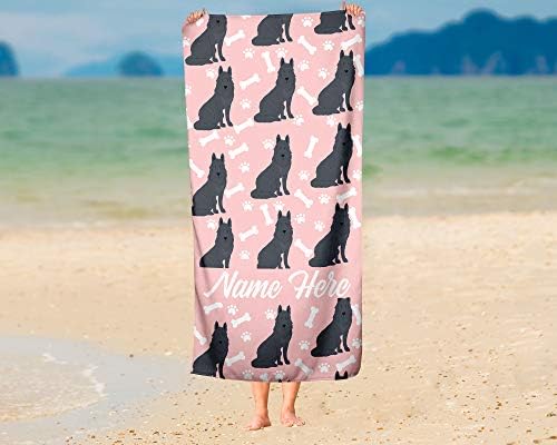 Personalized Black German Shepherd Pattern Towels for Adults Kids