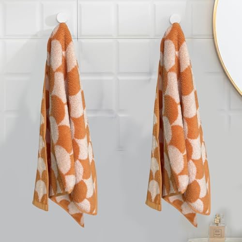 USTIDE Orange Leaf Hand Towels Set 2pcs 134x29inch