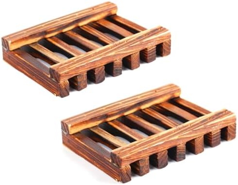 ETHZZLE 3pcs Wood Soap Holder with Drain Tray for Shower and Bathroom