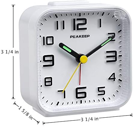 Peakeep 3D Numbers Analog Alarm Clock with Snooze and Battery Power