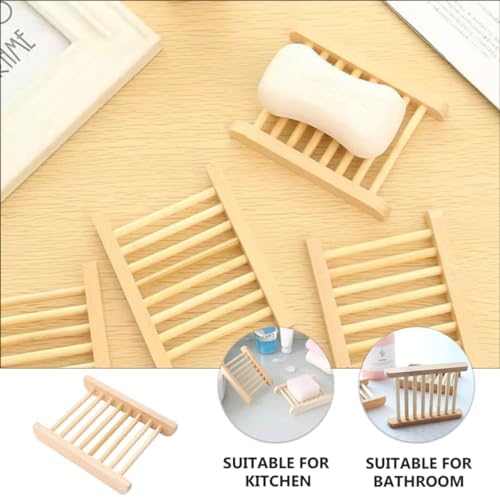 Ciieeo 6Pcs Wooden Soap Dish for Bathroom and Kitchen
