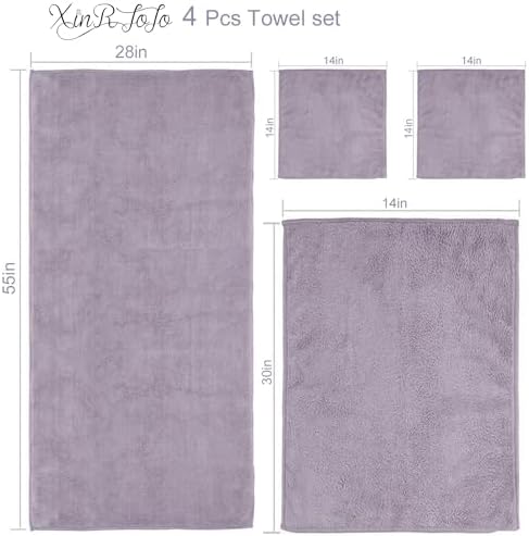 Xinrjojo Lavender Purple Microfiber Towel Set
