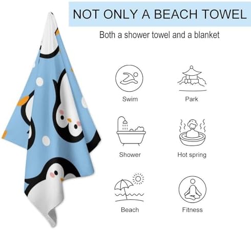ERHN Blue Dot Cute Penguin Beach Towel 130x80cm