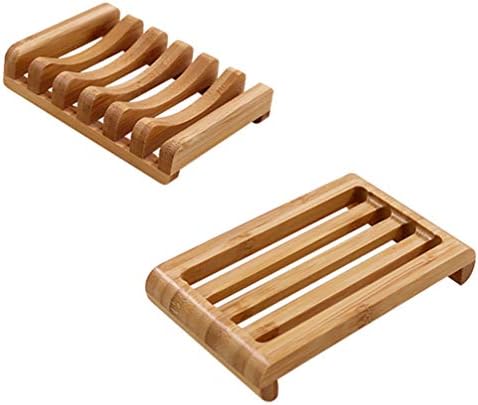 Healifty Bamboo Soap Dish 2pcs Sturdy Holder