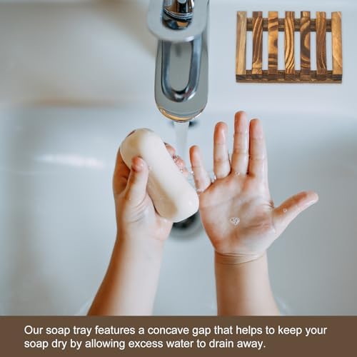 Uxcell Wooden Soap Tray 1Pcs - Retro Design Bamboo Soap Dish