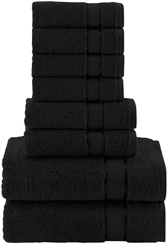 Elegant Comfort Premium Cotton 8-Piece Towel Set Black